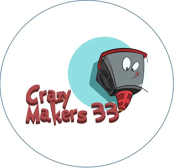 Logo des Crazy Makers 33 : une imprimante 3D souriante